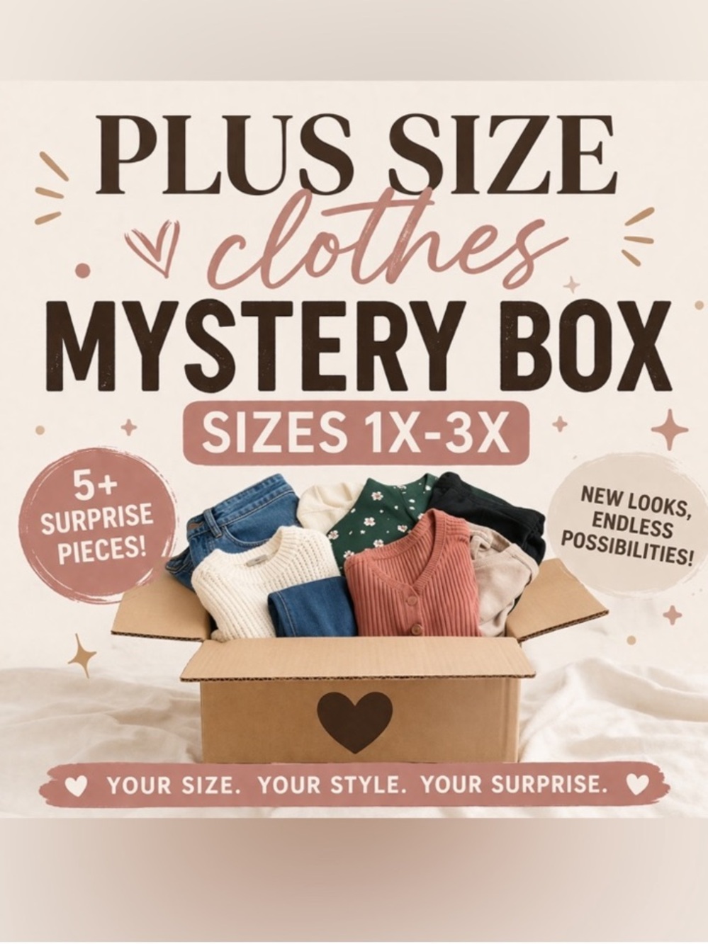 Plus Size Women Mystery clothes Bundle 5 items $20.00 (size 1x-4x)